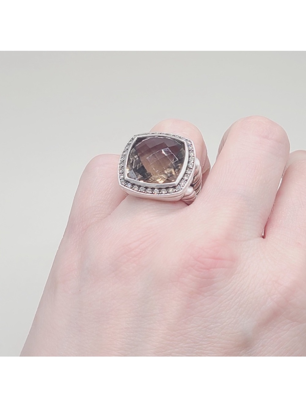 DAVID YURMAN ALBION MOONLIGHT ICE 17MM SMOKY QUARTZ DIAMOND RING SIZE 6 - Picture 14 of 16